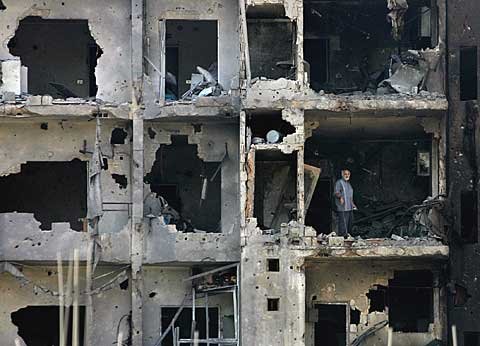 Zerstrte Huser in Beirut
